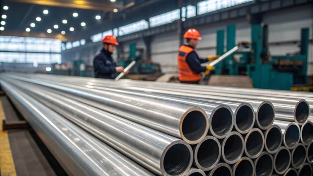 A close-up image of a 6061 aluminum part, with a tooltip graphic indicating its Young's Modulus value. Arrows show the elastic deformation under load, returning to original shape.